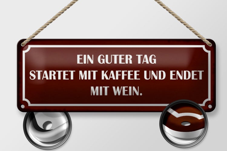 Blechschild Spruch 27x10cm ein guter Tag startet mit Kaffee Dekoration