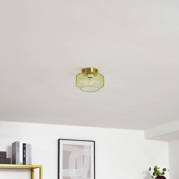 Lindby Deckenlampe Hildur in Grün aus Glas (1 flammig, E27) - Deckenleuchte Lampe Wohnzimmerleuchte