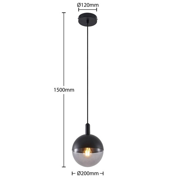 Lucande Pendelleuchte Dustian (Design, Modern) in Schwarz aus Glas (1 flammig E27) - Design-Hängeleuchte Esstischlampe Hängelampe Hängeleuchte Wohnzimmerleuchte