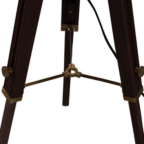 Messing Stehleuchte Dreibein mit Taupe Samt Lampenschirm 50cm - Cortin