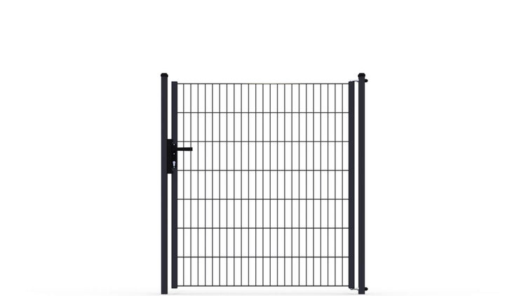 Gartentor ZAUNGURU ECO-Line aus Metall, Höhe: 143cm, Breite: 142cm, 1-flügelig inkl. Pfosten, Locinox-Schloss und Zubehör, Feuerverzinkt und zusätzlich in RAL 7016 Anthrazitgrau pulverbeschichtet