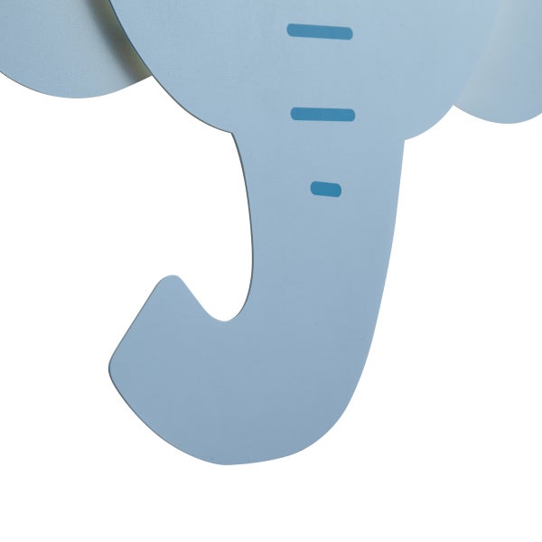 Wanddekoration für das Kinderzimmer in Form eines blauen Elefanten.