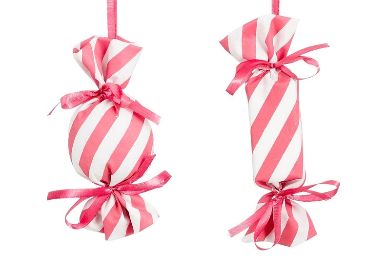 LAALU Satz von 2 Ornamenten: rosa und weißes Bonbon 13 cm