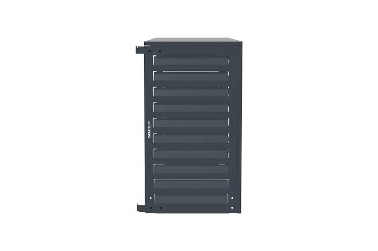 Casancov Zaunpaneel aus Aluminium in Anthrazit mit horizontalen Lamellen für Sichtschutzzaun oder Gartentor.