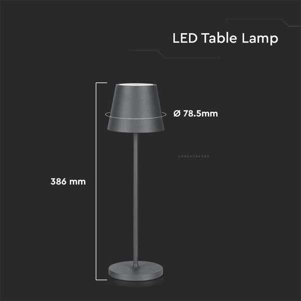 LED-Tischleuchte mit den Massen Durchmesser 78,5 mm und Höhe 386 mm