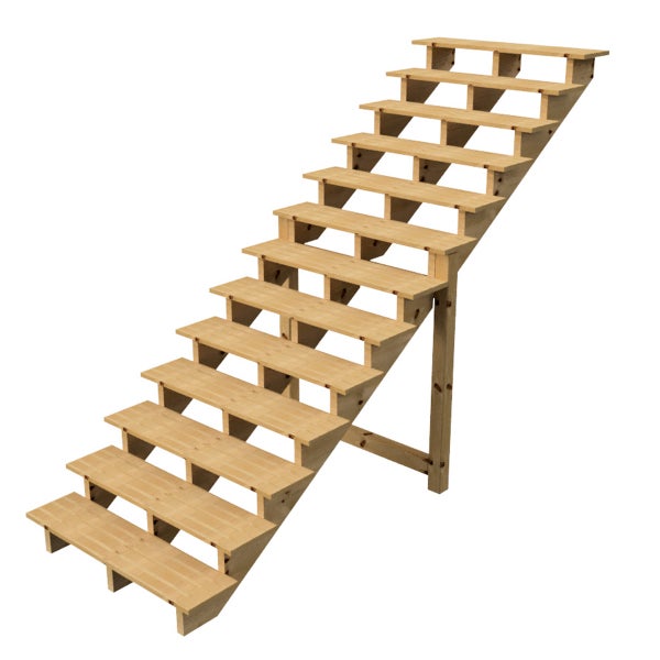 Holztreppe mit Stufen und Stützstruktur für den Außenbereich