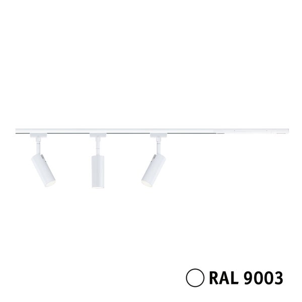 URail Schienenspot Tubo Starterset 3x150lm 3x4W 3000K dimmbar 230V Signalweiß