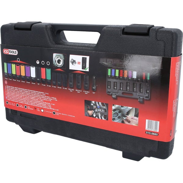 KS Tools Spezial Steckschlüssel Satz für Radverschraubungen, 17-teilig im Koffer