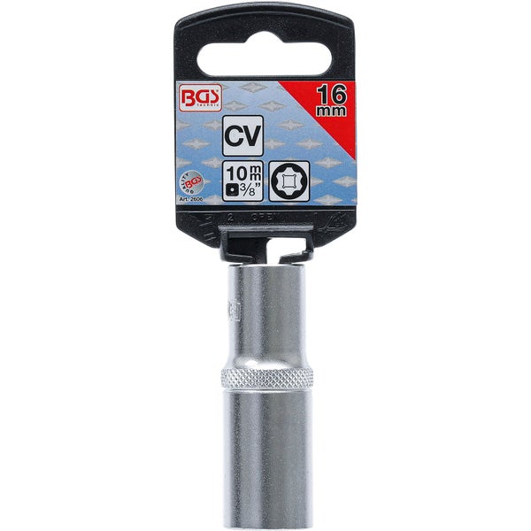 BGS Steckschlüssel-Einsatz Super Lock tief Antrieb Innenvierkant 10 mm (3/8) SW 16 mm - 2606