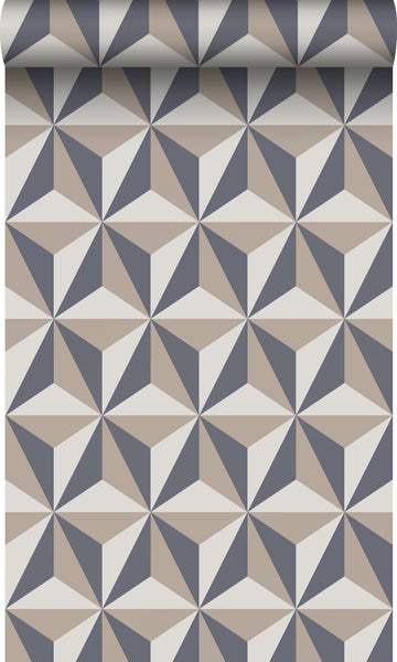 Origin Wallcoverings Tapete 3D-Muster Vintage Blau und Taupe - 53 cm x 10,05 m - 347447