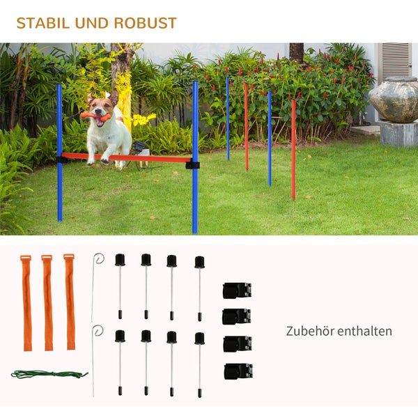 PawHut Pet Agility Set, 86H x Φ3,2cm, PE, Blau+Rot