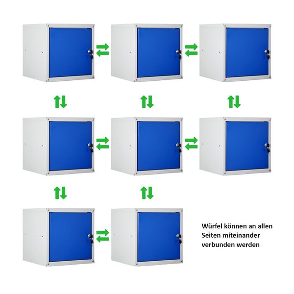 PROREGAL Schließfachwürfel Cubic HxBxT 35 x 35 x 35 cm Grau/Blau