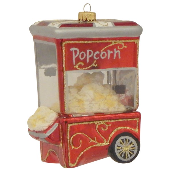 Popcornmaschine 10cm, Glasornament, mundgeblasen und handekoriert, 1 Stck.
