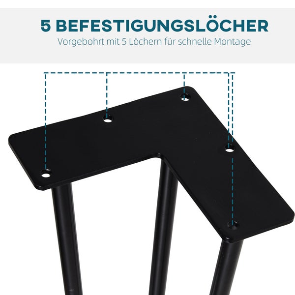 HOMCOM Tischbeine, 4er-Set Tischfüße, Möbelfüße aus Stahl Tischgestell mit Gabel-Design für Couchtisch, Esstisch, Schwarz, 12 x 12 x 72 cm