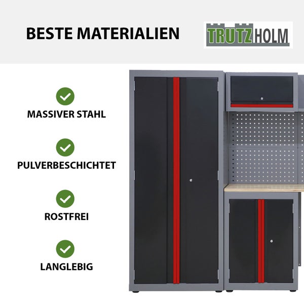 Werkstattwand 13-tlg. Werkstattschranksystem modular 260 x 183 cm Stahl Werkstatteinrichtung in rot