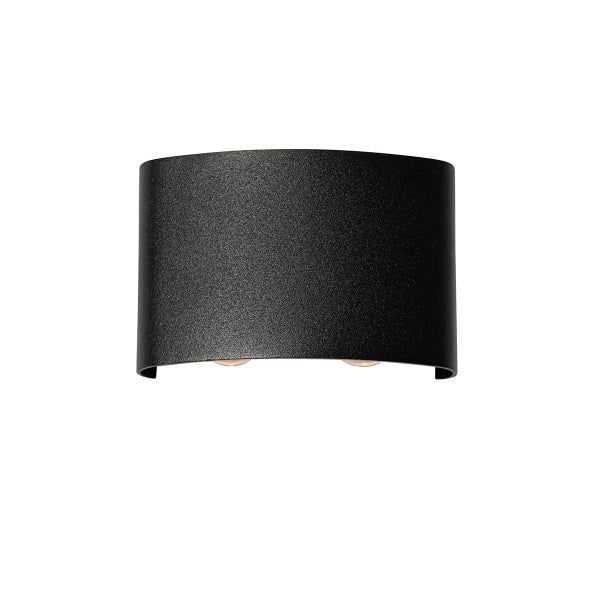 Wandleuchte aus schwarzem Metall in gewölbtem Design für den Innenbereich.