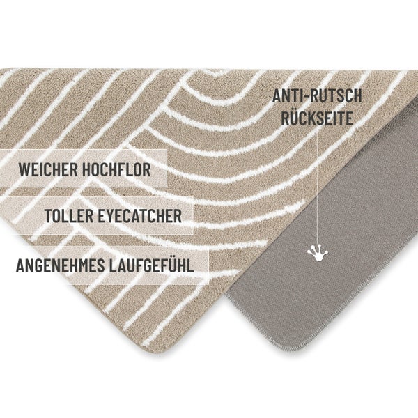 Badteppich Beige Weiß Hilda WECONhome Basics 80x150 cm