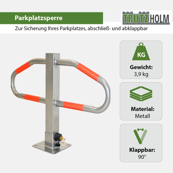 Parkplatzsperre 47 x 73 cm Metall grau abschließ- und klappbar Parkplatzbügel Sperrbügel Poller