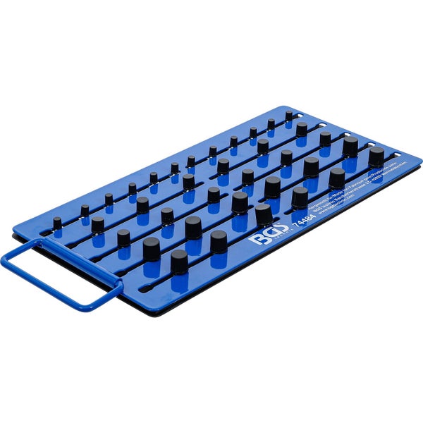 BGS Magnet-Stecktafel mit Außenvierkant für 36 Steckschlüssel-Einsätze Antrieb 6,3 mm (1/4) / 10 mm (3/8) / 12,5 mm (1/2) - 74484