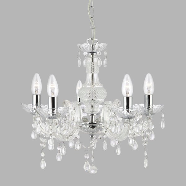 Kristalllüster mit fünf Leuchten und dekorativen Elementen