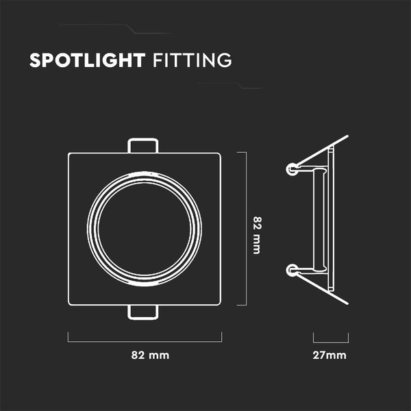 V-TAC VT-817-SQ-SN - LED-Strahler - Einbauleuchte - GU10 - IP20 - Satin Nickel - Modell Nr: -