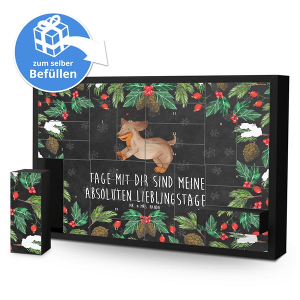 Mr. & Mrs. Panda Befüllbarer Adventskalender Hund Dackel - Schwarz