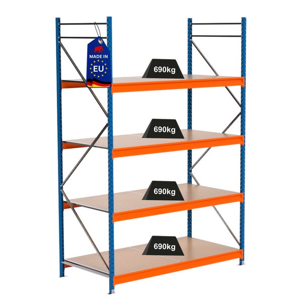Lagerregal mit vier Regalböden und einer Traglast von 690 Kilogramm pro Boden, Hergestellt in der Europäischen Union