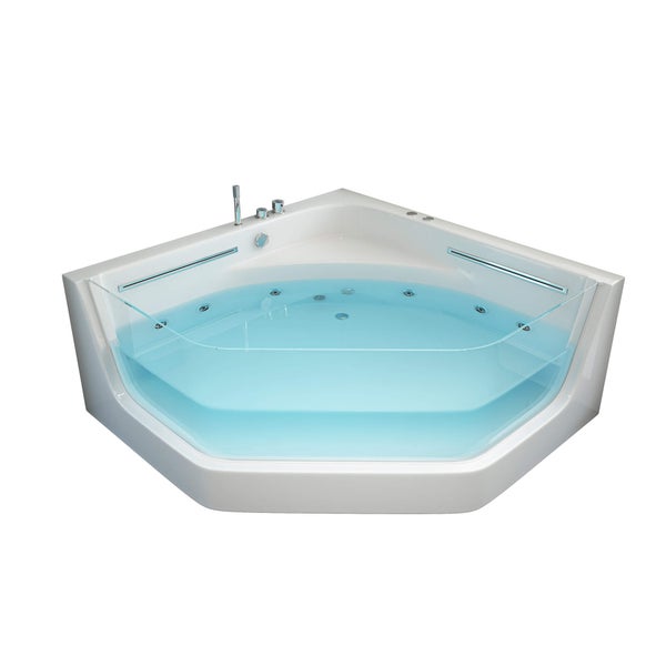 Home Deluxe - Whirlpool Badewanne - PACIFICO weiß mit Lichtherapie und Massage - Maße 150 x 150 x 55 cm I Eckwanne, Indoor Badewanne, 2 Personen