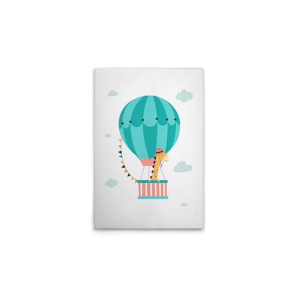 Wandbild mit Giraffe im Heißluftballonmotiv