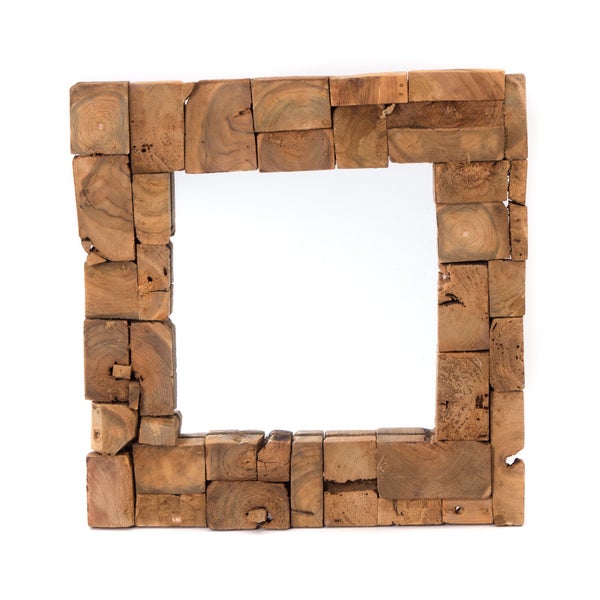 Wandspiegel  Mosaik 50x50cm Massivholz naturfarben