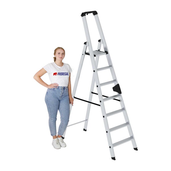 PROREGAL Stufen-Stehleiter Einseitig Begehbar 7 Stufen