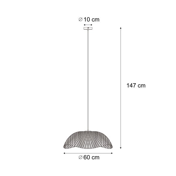 Technische Zeichnung einer Pendelleuchte mit den Maßen 10 cm, 60 cm und 147 cm.