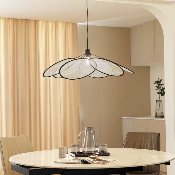 Lindby Pendelleuchte Astraia (Landhaus, Vintage Rustikal) aus Textil (1 flammig E27) - Deckenlampe Esstischlampe Hängelampe Hängeleuchte Wohnzimmerleuchte