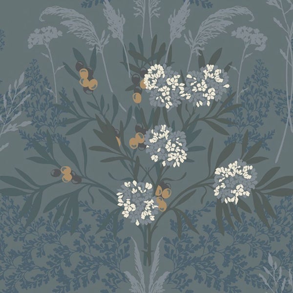 Duro Tapete Blumen Graublau - 53 cm x 10.05 m - 661134
