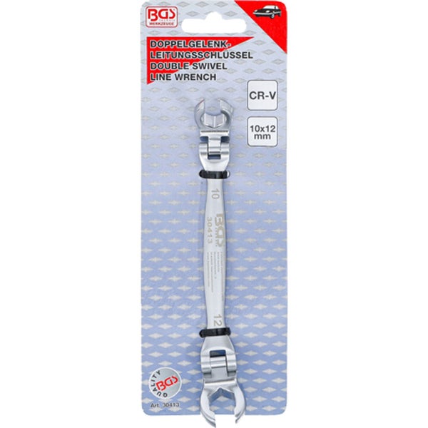 BGS Offener Doppel-Ringschlüssel für Bremsleitungen und Gelenke SW 10 x 12 mm - 30413