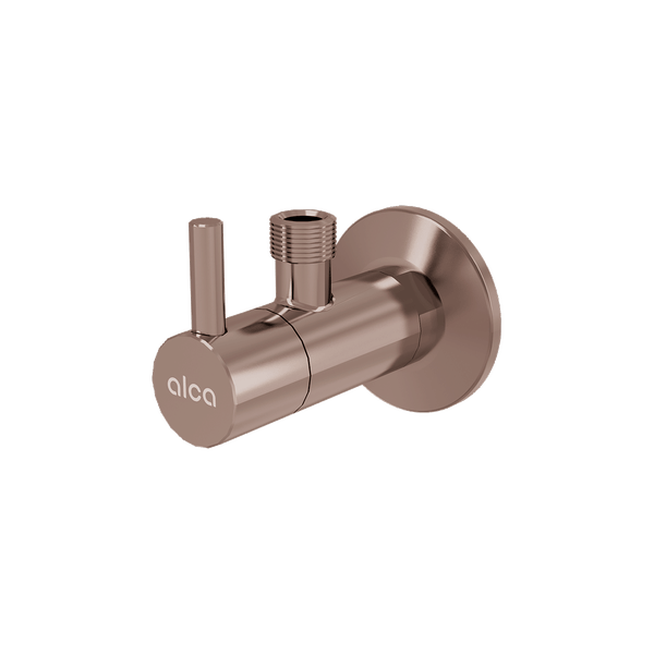Eckventil von Alca aus Metall in Roségold mit Rundgriff und Wandrosette