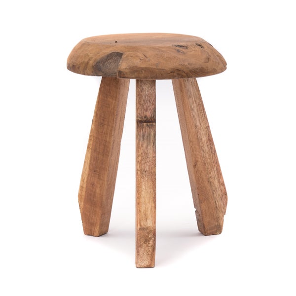 Hocker Heidi Mahagoni Massivholz, rund naturfarben