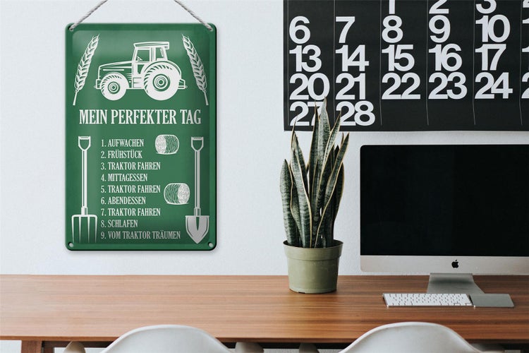 Blechschild Spruch 20x30cm mein perfekter Tag Traktor