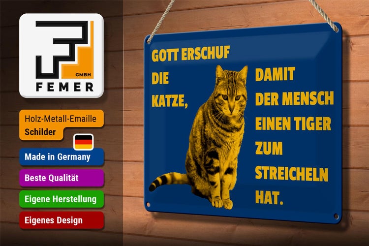 Blechschild Spruch 30x20cm Katze Tiger zum streicheln