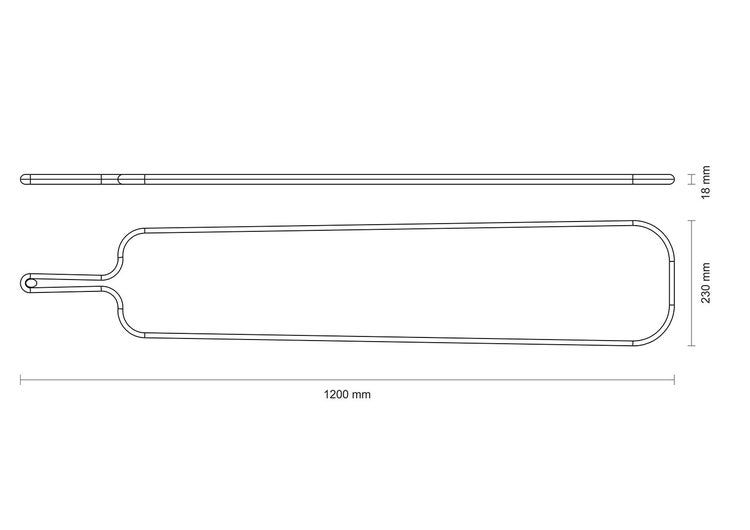 Technische Zeichnung eines Heizstabes mit Maßangaben