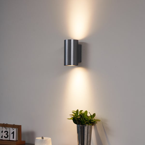 Moderne Wandleuchte Gunmetal rund 2-flammig GU10 50mm - Sandy