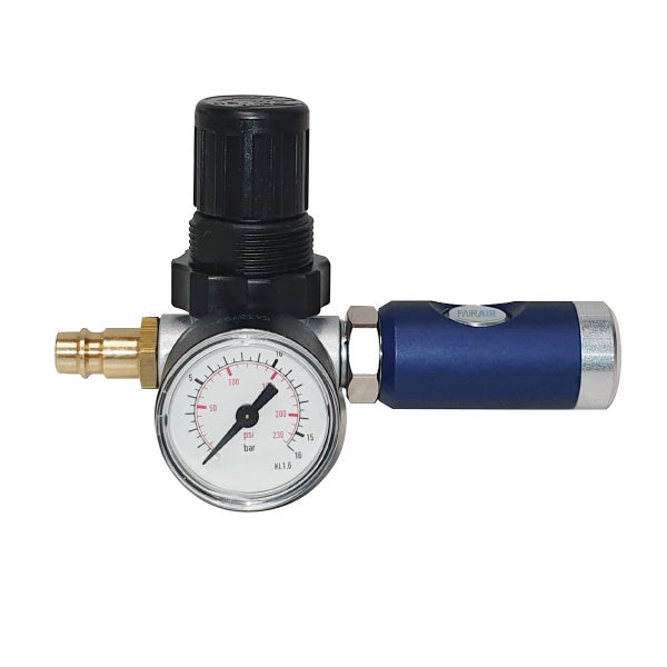 FAIRAIR Aufsteck-Druckminderer mit Sicherheitskupplung G 1/4, Stecknippel NW 7,2 0,5-10 bar, FA30011