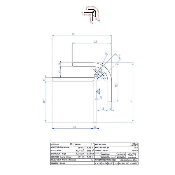 Aussen-Eckenprofil für Duschrückwände 3mm, Silver Matt