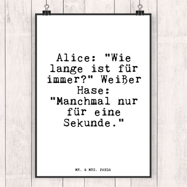 Mr. & Mrs. Panda DIN A5 Poster Alice: Wie lange ist... - Weiß