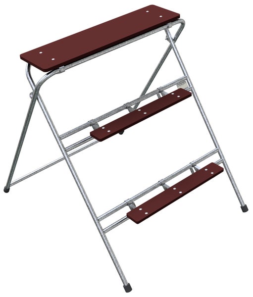 Trittleiter aus Metall mit drei Stufen