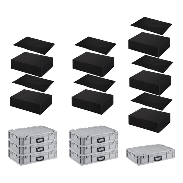 PROREGAL SuperSparSet 7 x Eurobox NextGen Portable mit Rasterschaumstoff und Schaumstoffeinlage HxBxT 135 x 40 x 60 cm 23 Liter Eurobehälter