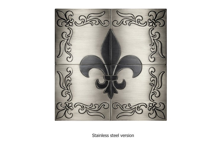 Fliese aus Edelstahl mit Lilienmuster