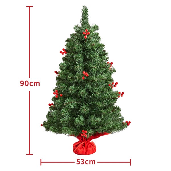 Yaheetech 90cm Weihnachtsbaum mit LED-Lichter , Grün
