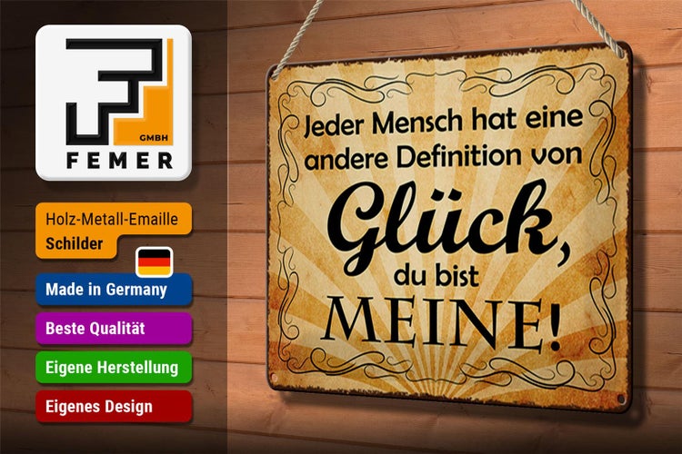 Blechschild Spruch 30x20cm Definition Glück du bist meine