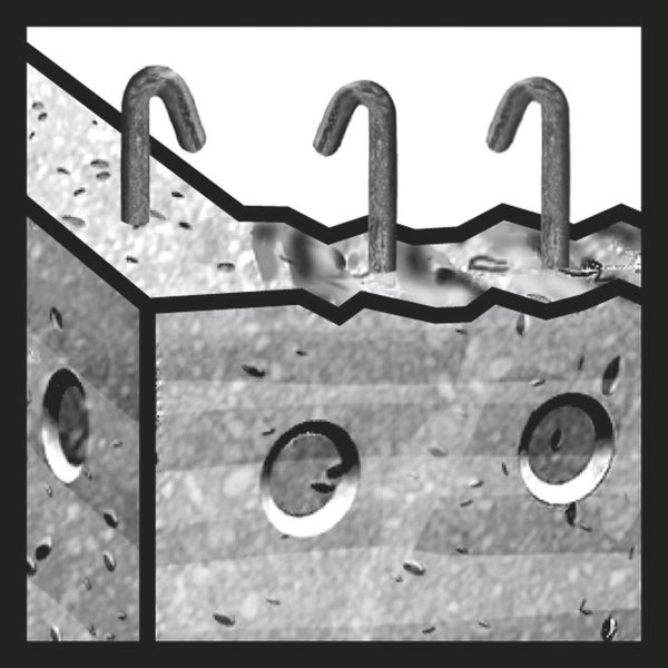 Querschnitt einer Betonstruktur mit Bewehrungsankern